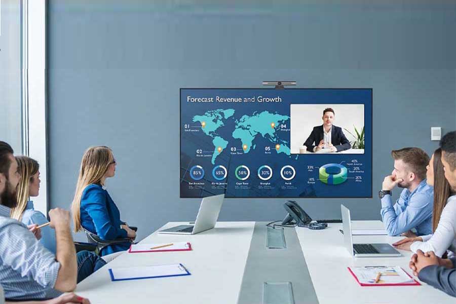 thi công hệ thống nghe nhìn phòng họp trực tuyến video conference, âm thanh hội thảo, màn hình tương tác